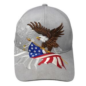 American Flag Eagle Strapback Baseball Cap Gray One Size Black Eagle By Ace Cap